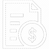 An icon image of a document with a large dollar sign on it.